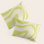 Modern Retro Liquid Swirl Abstract Pattern Vertical in Light Lime Linden Green Beige Pillow Sham Gallery Image 3