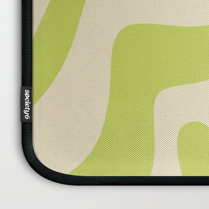Modern Retro Liquid Swirl Abstract Pattern Vertical in Light Lime Linden Green Beige Laptop Sleeve Gallery Image 3