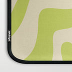 Modern Retro Liquid Swirl Abstract Pattern Vertical in Light Lime Linden Green Beige Laptop Sleeve Gallery Image 3