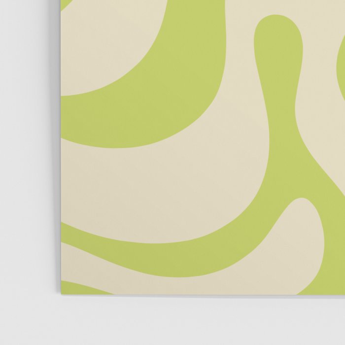 Modern Retro Liquid Swirl Abstract Pattern Vertical in Light Lime Linden Green Beige Poster Gallery Image 3