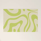 Modern Retro Liquid Swirl Abstract Pattern Vertical in Light Lime Linden Green Beige Welcome Mat Gallery Image 1