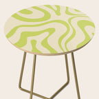 Modern Retro Liquid Swirl Abstract Pattern Vertical in Light Lime Linden Green Beige Side Table Gallery Image 2