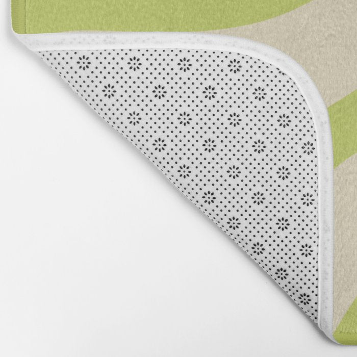 Modern Retro Liquid Swirl Abstract Pattern Vertical in Light Lime Linden Green Beige Bath Mat Gallery Image 2