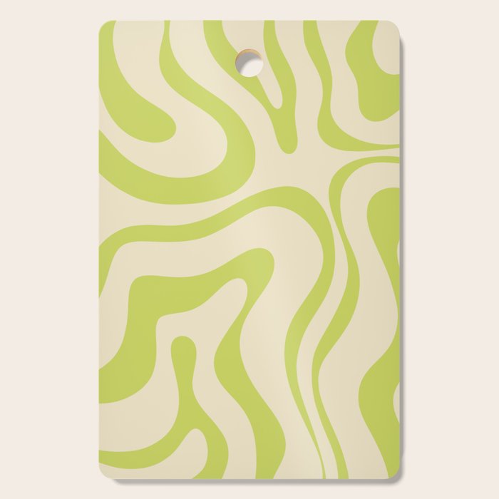 Modern Retro Liquid Swirl Abstract Pattern Vertical in Light Lime Linden Green Beige Cutting Board Gallery Image 1