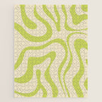 Modern Retro Liquid Swirl Abstract Pattern Vertical in Light Lime Linden Green Beige Jigsaw Puzzle Gallery Image 1