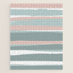 Festive, Abstract, Stripes Pattern, Pink, Green, White Jigsaw Puzzle Gallery Image 1