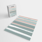 Festive, Abstract, Stripes Pattern, Pink, Green, White Jigsaw Puzzle Gallery Image 2
