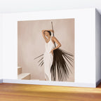 Minimal Woman with a Palm Leaf Wall Mural Gallery Image 2
