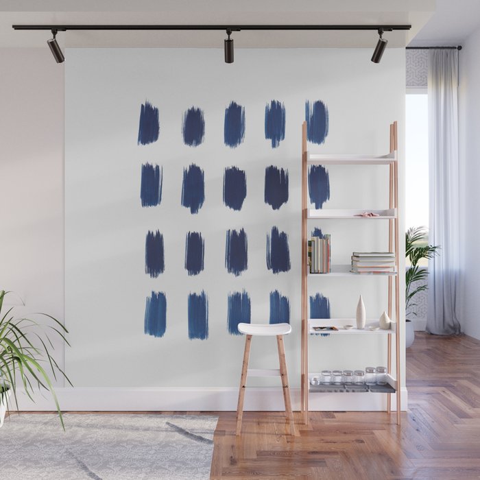 Indigo Abstract Brush Strokes | No. 6 Wall Mural Gallery Image 1