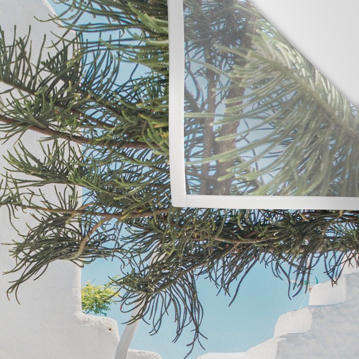 Orange Door in White Building in Greece - Summer Travel Wall Tapestry Gallery Image 3