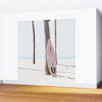 Pastel Pink Surfboard at Beach Wall Mural Gallery Image 2