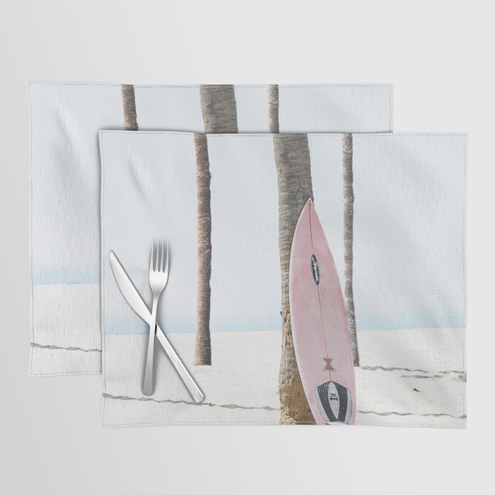 Pastel Pink Surfboard at Beach Placemat Gallery Image 1