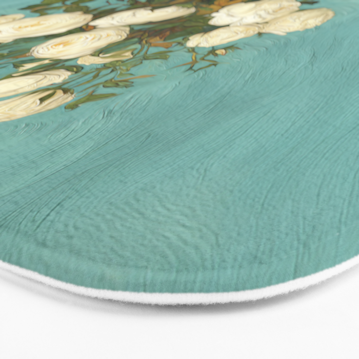 White Roses in Blue Vase Bath Mat Gallery Image 3