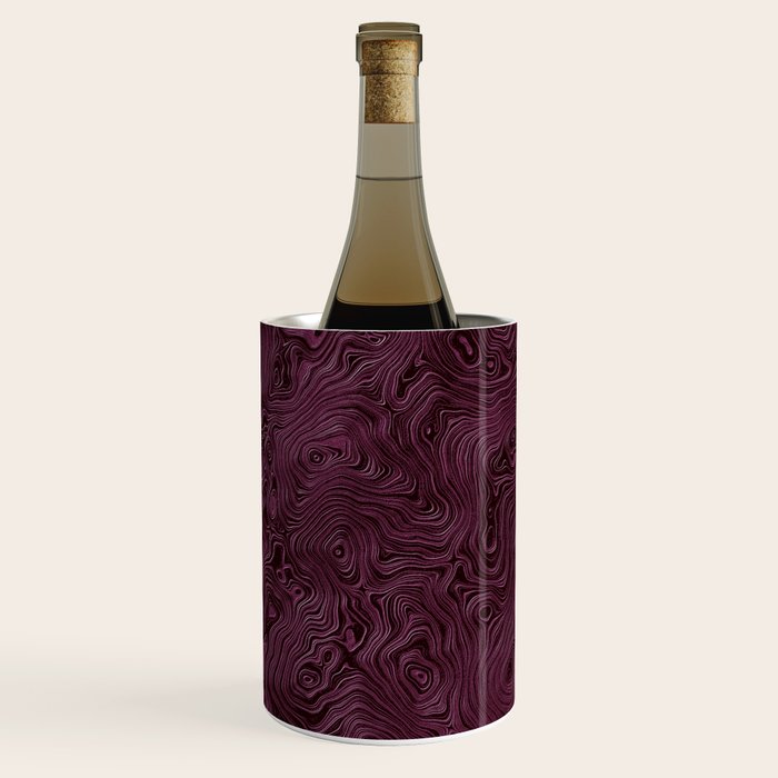 Royal Maroon Silk Moire Pattern Wine Chiller Gallery Image 1
