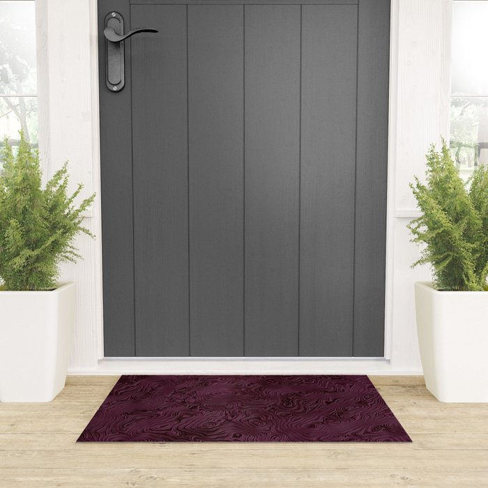 Royal Maroon Silk Moire Pattern Welcome Mat Gallery Image 3