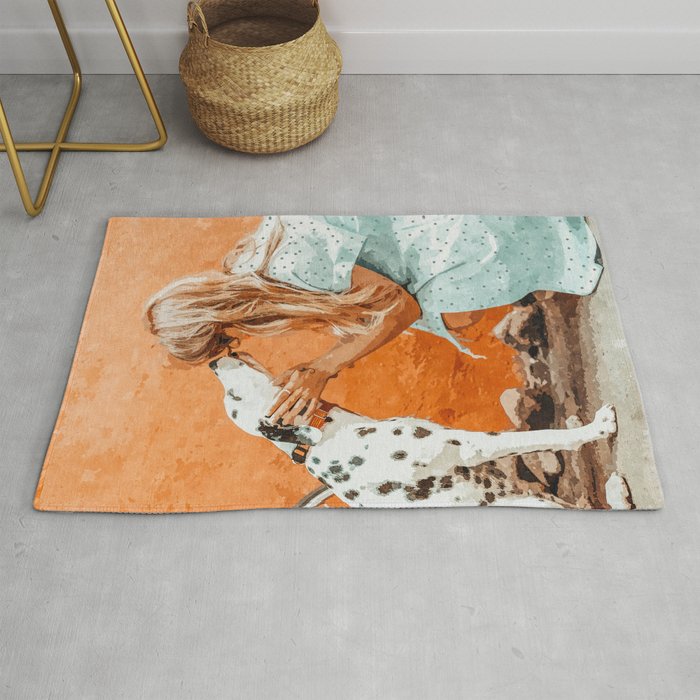 Pet Bound | Dalmatian Dog Lover Friendship Companion | Modern Bohemian Woman Puppy Animals Love Rug Gallery Image 1