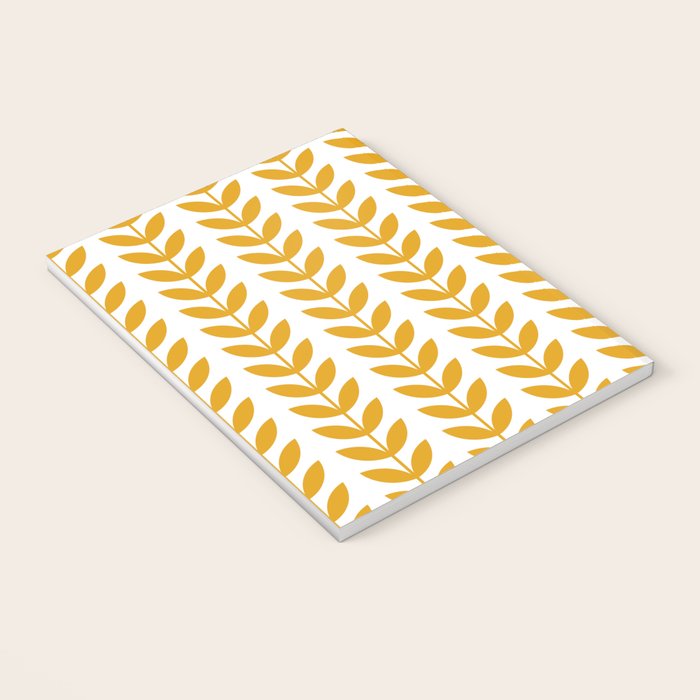 Mustard Scandinavian leaves pattern Notebook Gallery Image 3