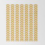 Mustard Scandinavian leaves pattern Throw Blanket Gallery Image 2