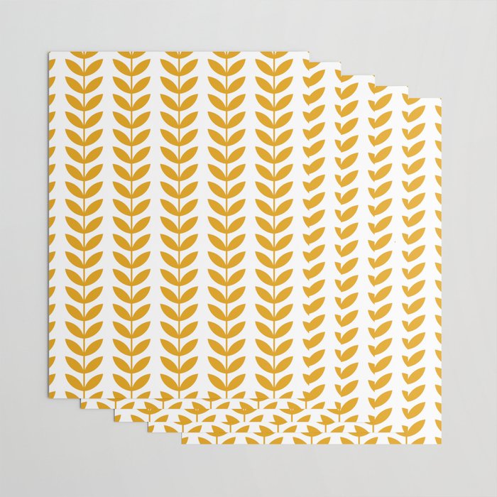 Mustard Scandinavian leaves pattern Wrapping Paper Gallery Image 3