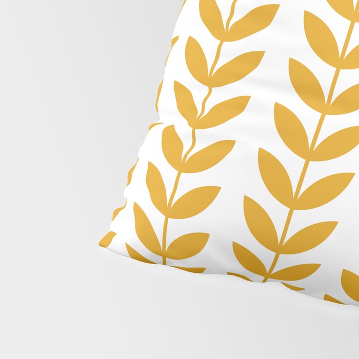 Mustard Scandinavian leaves pattern Pillow Sham Gallery Image 4
