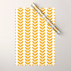 Mustard Scandinavian leaves pattern Wrapping Paper Gallery Image 1