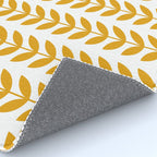 Mustard Scandinavian leaves pattern Rug Gallery Image 4