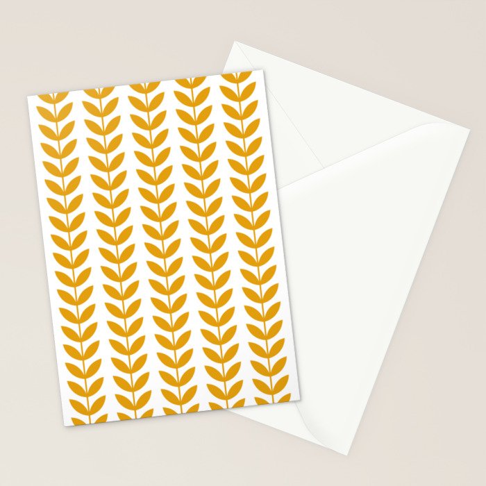 Mustard Scandinavian leaves pattern Stationery Card Gallery Image 2
