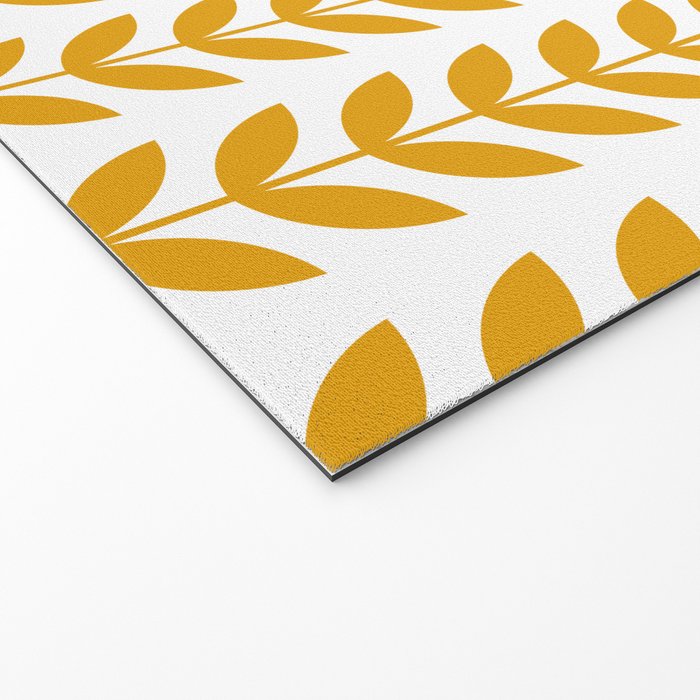 Mustard Scandinavian leaves pattern Welcome Mat Gallery Image 2