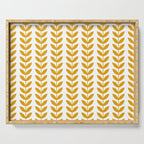 Mustard Scandinavian leaves pattern Serving Tray Gallery Image 1