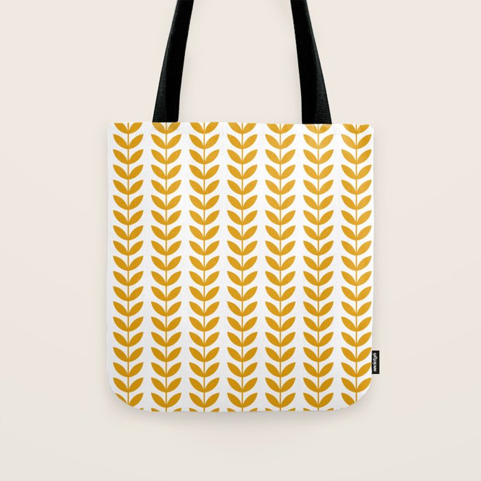 Mustard Scandinavian leaves pattern Tote Bag Gallery Image 1