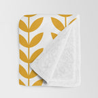 Mustard Scandinavian leaves pattern Throw Blanket Gallery Image 3