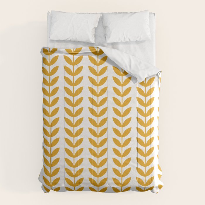 Mustard Scandinavian leaves pattern Comforter Gallery Image 6