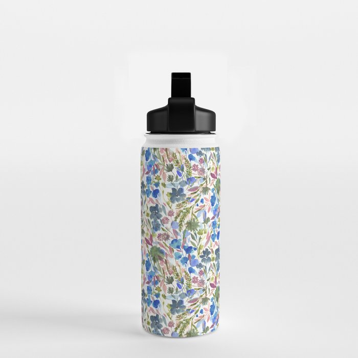 Upside Floral Olive Magenta Water Bottle Gallery Image 2