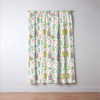 Retro Mid Century Happy Hour - Pink Green and Blue Window Curtain Gallery Image 3