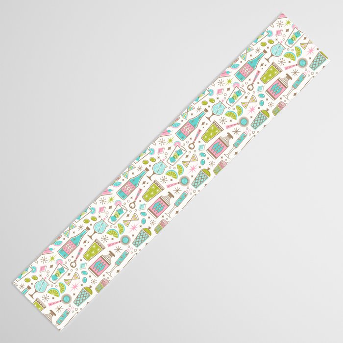 Retro Mid Century Happy Hour - Pink Green and Blue Table Runner Gallery Image 3