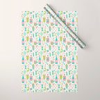 Retro Mid Century Happy Hour - Pink Green and Blue Wrapping Paper Gallery Image 1