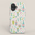 Retro Mid Century Happy Hour - Pink Green and Blue iPhone Case Gallery Image 1