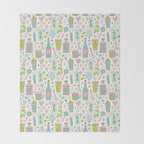 Retro Mid Century Happy Hour - Pink Green and Blue Throw Blanket Gallery Image 2