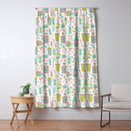 Retro Mid Century Happy Hour - Pink Green and Blue Window Curtain Gallery Image 5