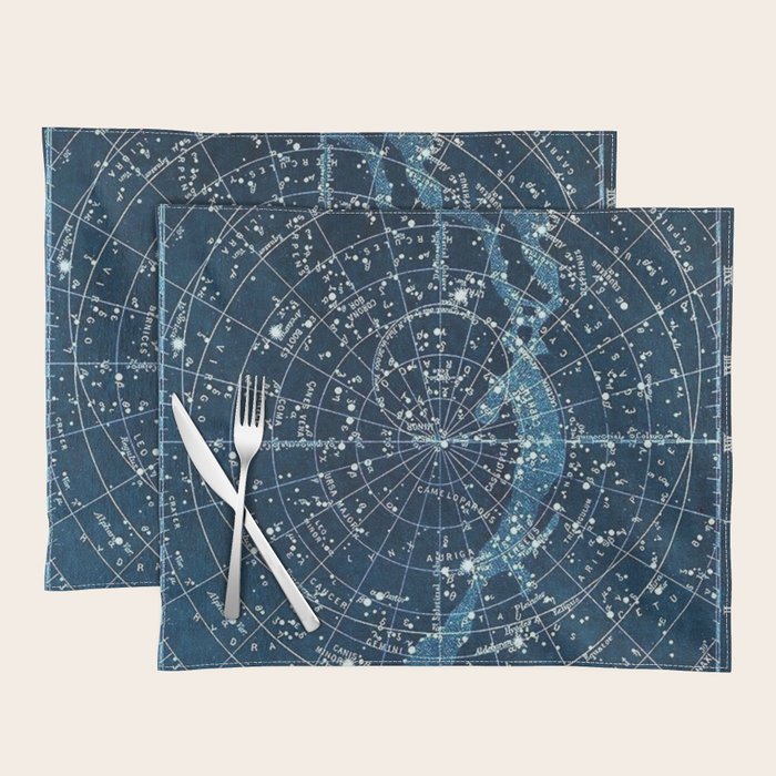 1900 Star Constellation Map - Chart Vintage Poster Placemat Gallery Image 1