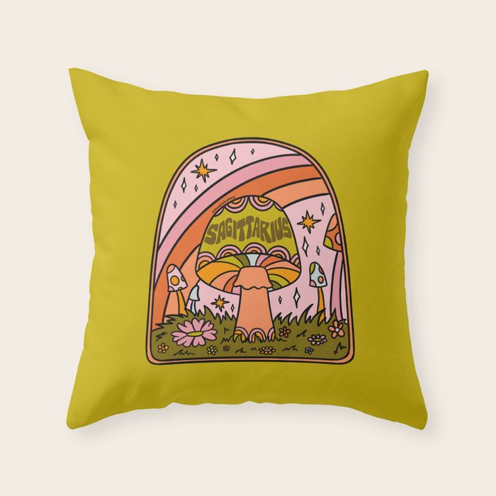 Sagittarius Mushroom Throw Pillow Gallery Image 6