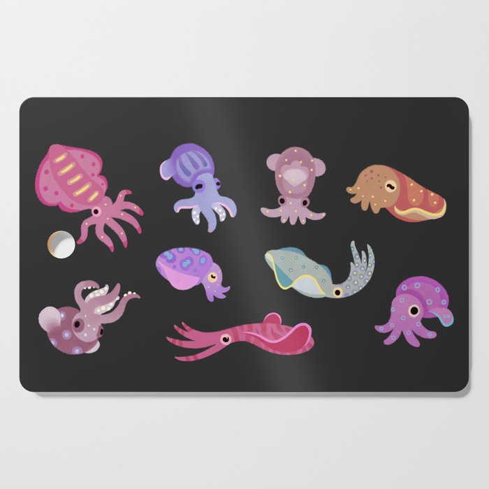 Squids - black Cutting Board Gallery Image 1