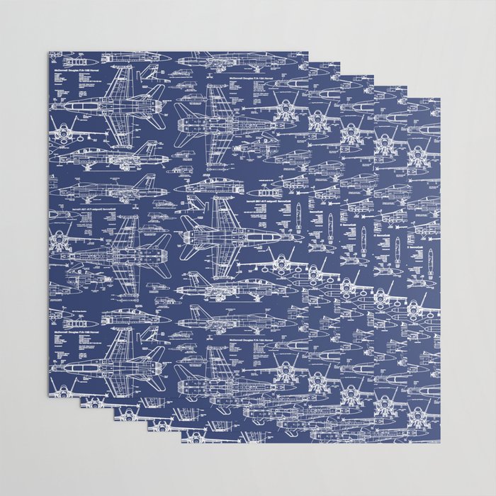 F-18 Blueprints Wrapping Paper Gallery Image 3
