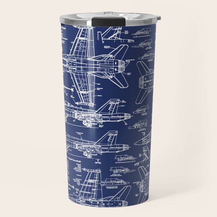 F-18 Blueprints Travel Mug Gallery Image 1