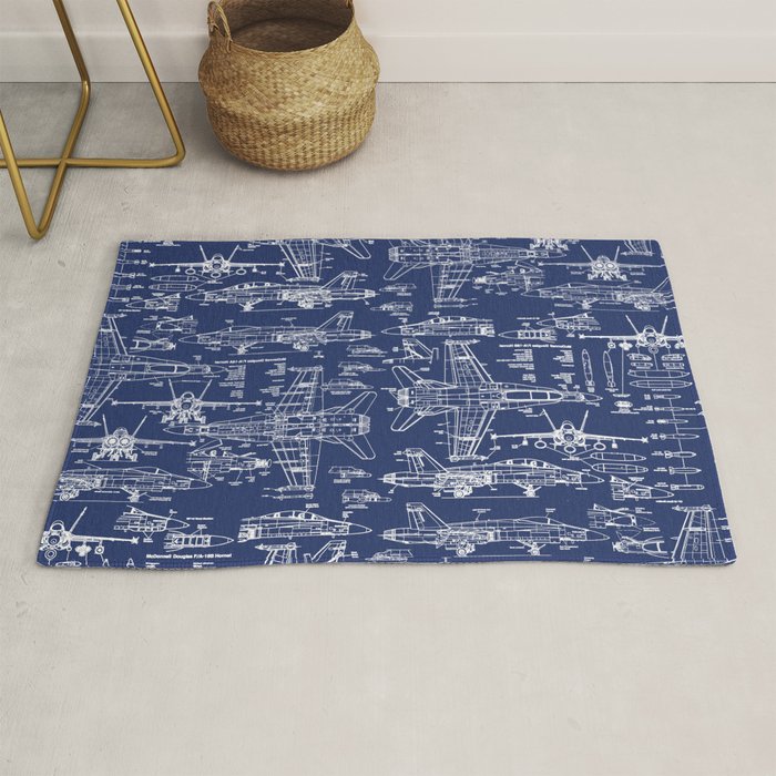 F-18 Blueprints Rug