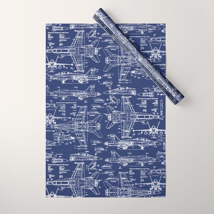 F-18 Blueprints Wrapping Paper Gallery Image 1