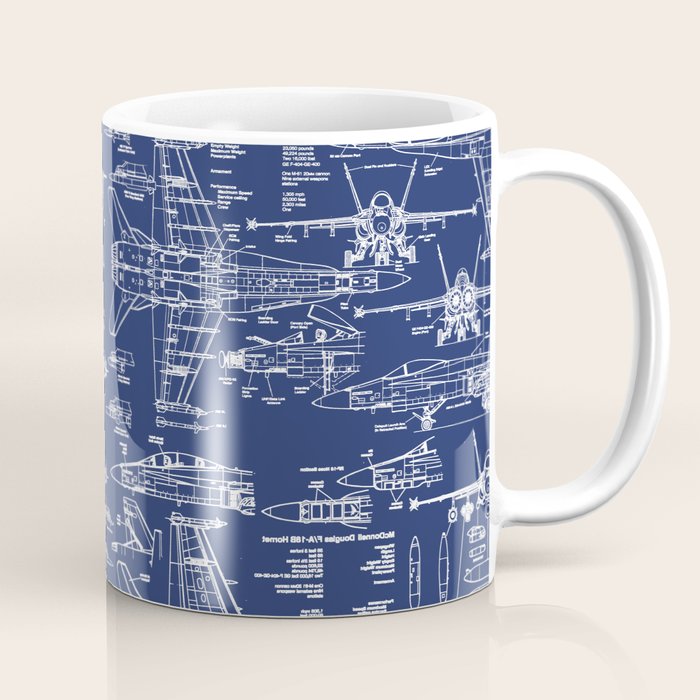 F-18 Blueprints Coffee Mug Gallery Image 1