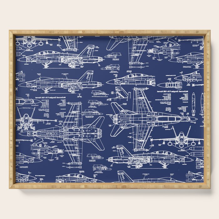 F-18 Blueprints Serving Tray Gallery Image 1