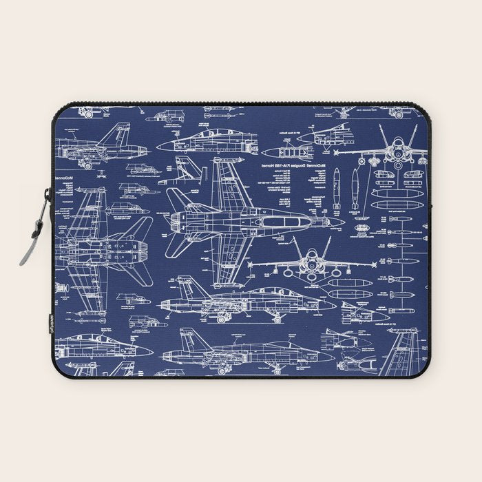 F-18 Blueprints Laptop Sleeve Gallery Image 1