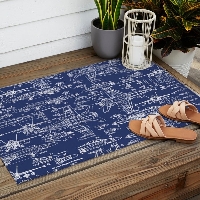 F-18 Blueprints Outdoor Rug Gallery Image 2